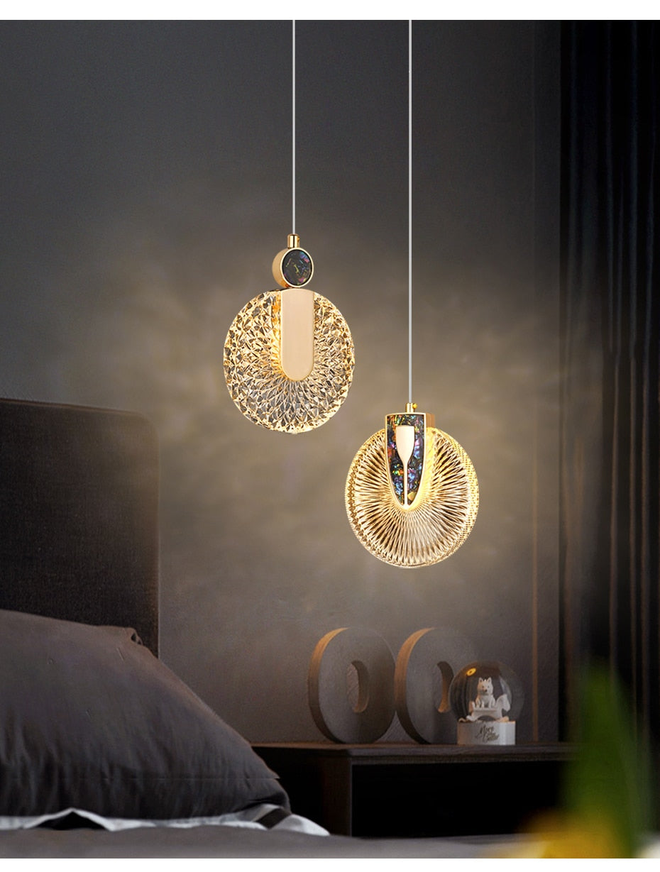 Solara Crystal Round Gold LED Pendant Light Ceiling Fixture | Snurv