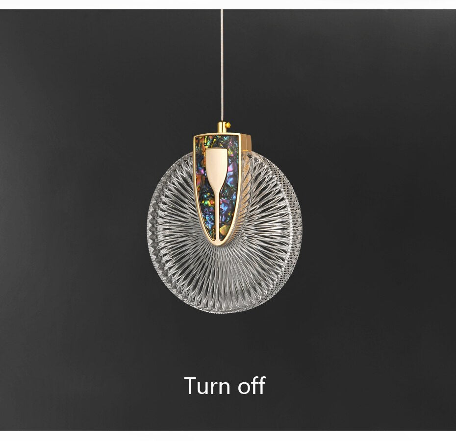 Solara Crystal Round Gold LED Pendant Light Ceiling Fixture | Snurv