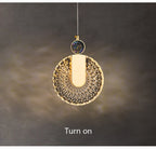 Solara Crystal Round Gold LED Pendant Light Ceiling Fixture | Snurv