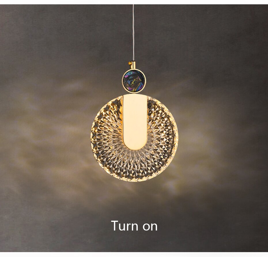 Solara Crystal Round Gold LED Pendant Light Ceiling Fixture | Snurv