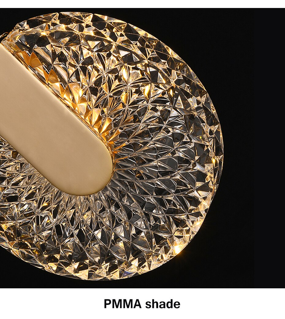 Solara Crystal Round Gold LED Pendant Light Ceiling Fixture | Snurv