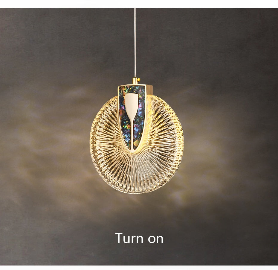 Solara Crystal Round Gold LED Pendant Light Ceiling Fixture | Snurv