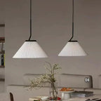 Velora Cream Pleated Pendant Lamp With Warm Light And Soft Scandinavian Style | Snurv