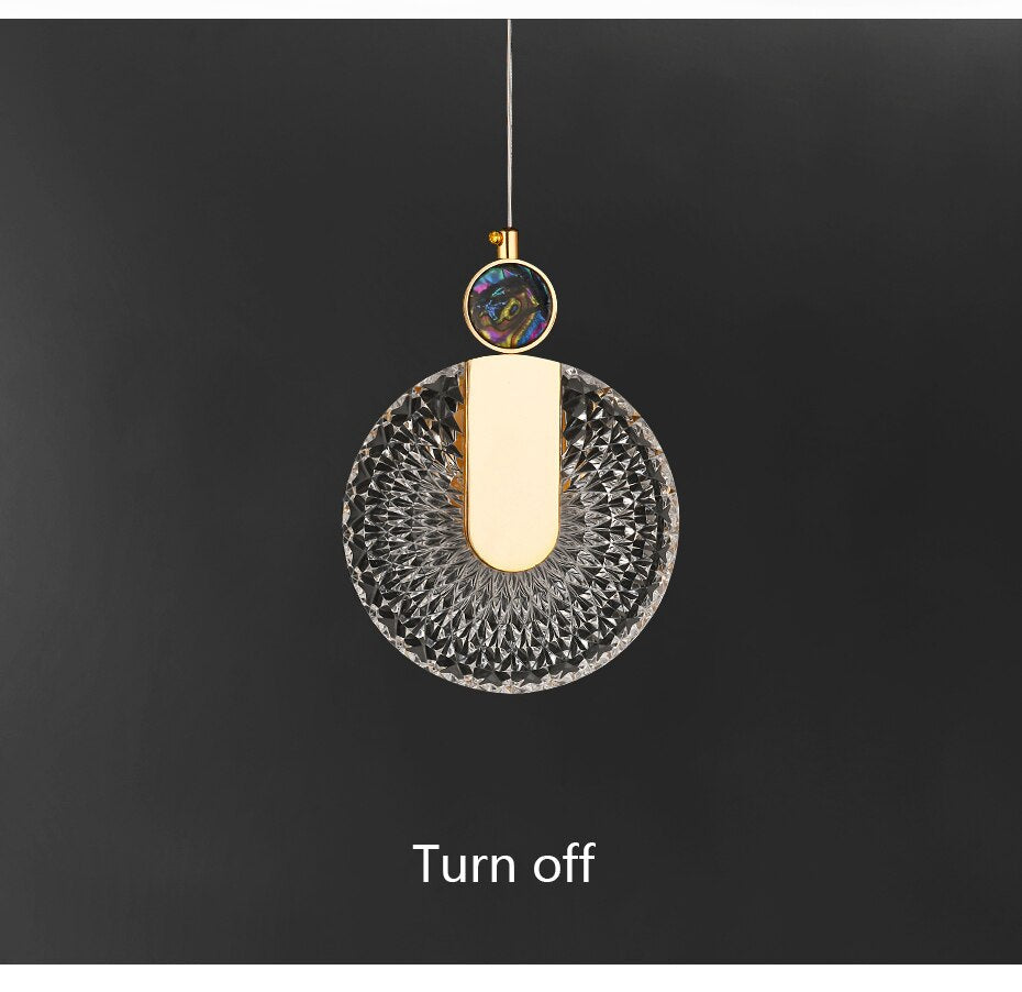 Solara Crystal Round Gold LED Pendant Light Ceiling Fixture | Snurv