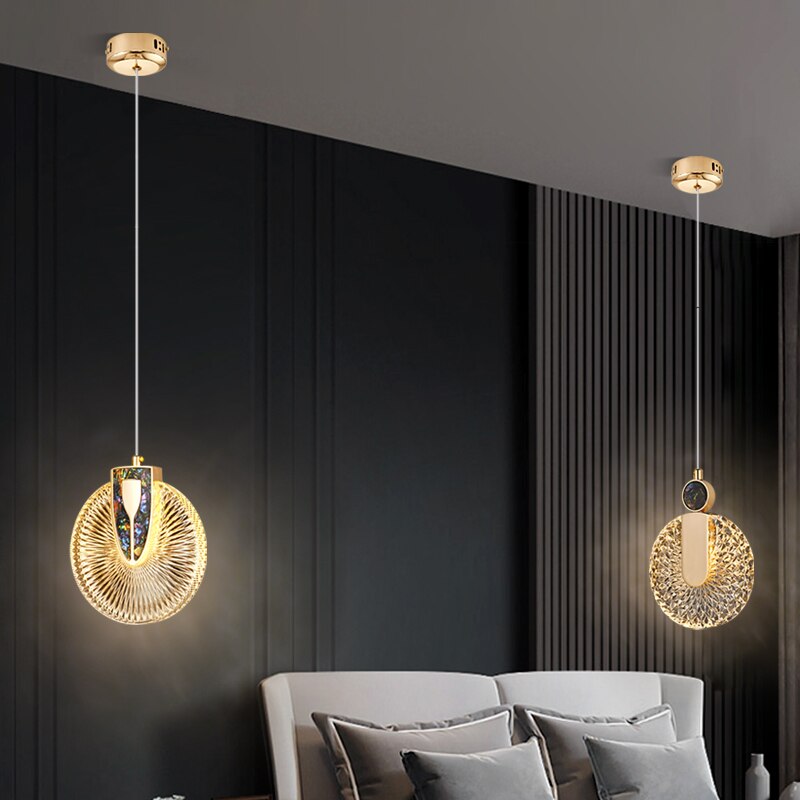 Solara Crystal Round Gold LED Pendant Light Ceiling Fixture | Snurv