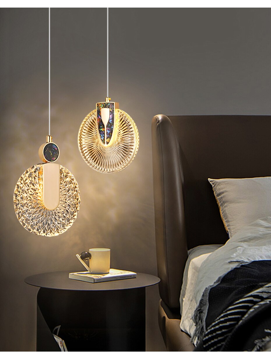 Solara Crystal Round Gold LED Pendant Light Ceiling Fixture | Snurv