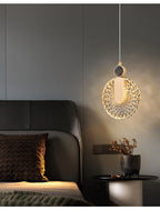 Solara Crystal Round Gold LED Pendant Light Ceiling Fixture | Snurv