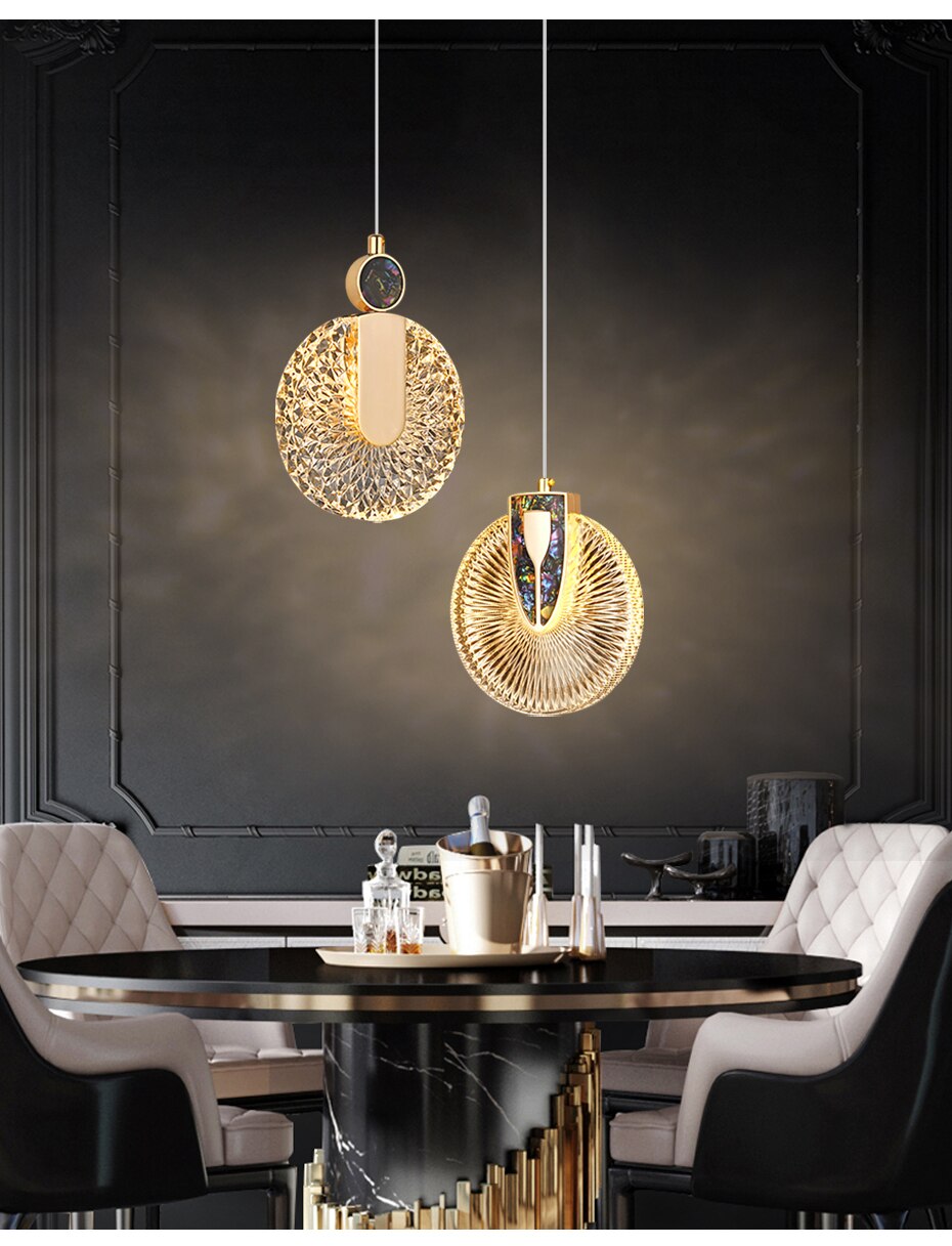 Solara Crystal Round Gold LED Pendant Light Ceiling Fixture | Snurv
