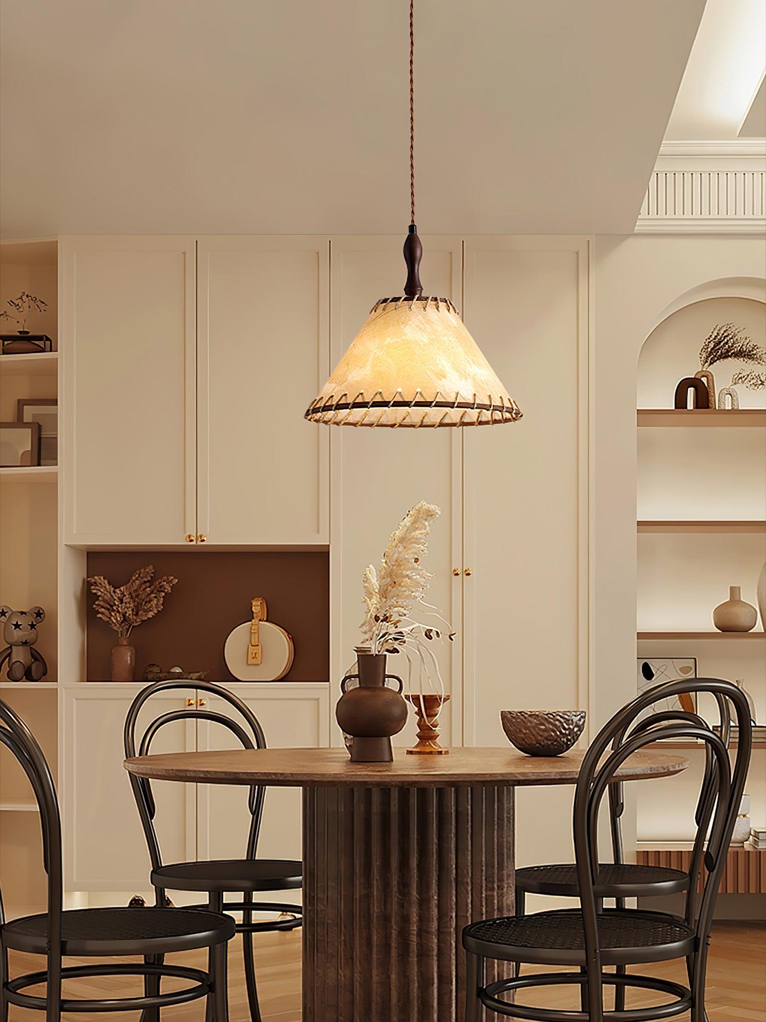 SylvaLume Wood Pendant Lamp With Fabric Accent And Warm Glow | Snurv