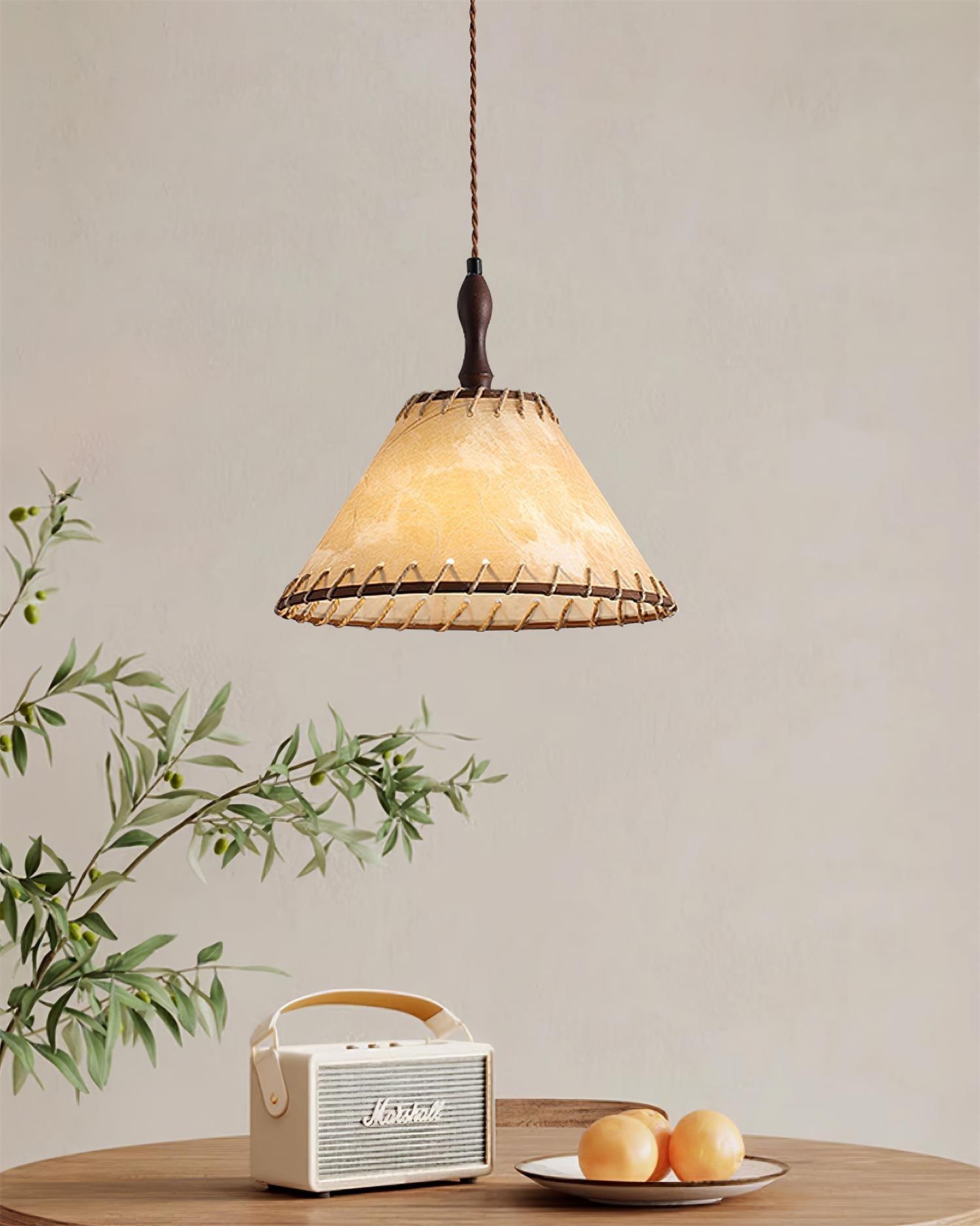 SylvaLume Wood Pendant Lamp With Fabric Accent And Warm Glow | Snurv