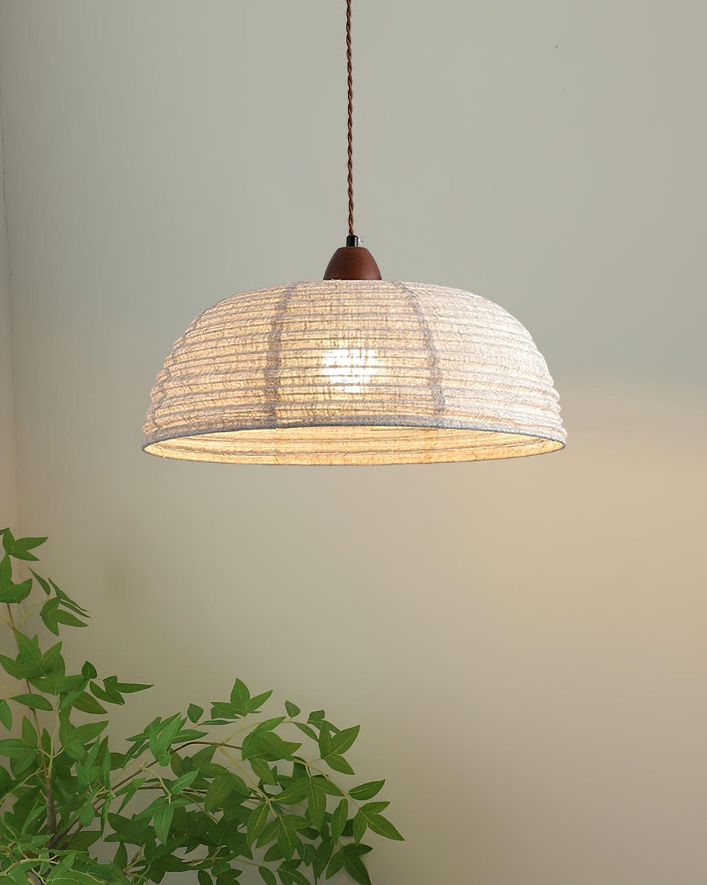 SylvaLume Wood Pendant Lamp With Fabric Accent And Warm Glow | Snurv
