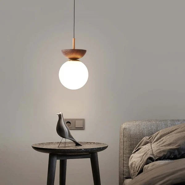 Nyara Half-Wood Nordic Pendant Lamp Semi-Circular And Spherical | Snurv