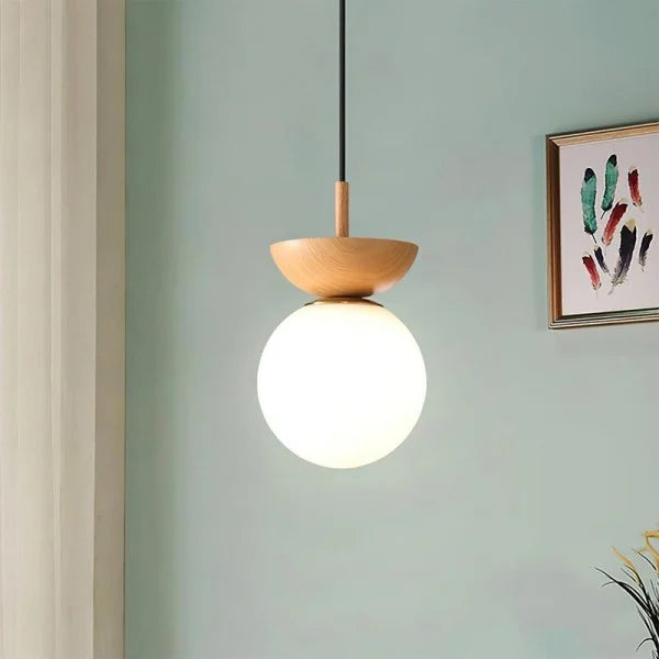 Lampa wisząca Nyara Half-Wood Nordic półokrągła i kulista | Snurv